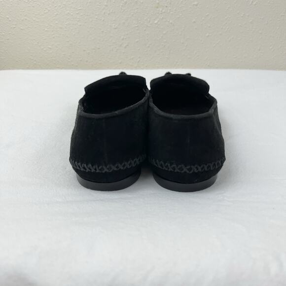 Tod's Jackie Suede Moc Pointed Flat Loafers Womens Size 5 Black Slip On - Picture 6 of 9